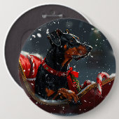 Dobermann Kerstfeest Ronde Button 6,0 Cm (Voorkant /achterkant)