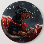 Dobermann Kerstfeest Ronde Button 6,0 Cm (Voorkant)