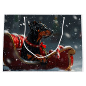 Dobermann Kerstfeest Sfeer Groot Cadeauzakje (Voorkant)