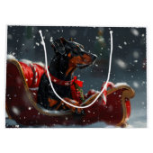 Dobermann Kerstfeest Sfeer Groot Cadeauzakje (Achterkant)