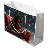 Dobermann Kerstfeest Sfeer Groot Cadeauzakje (Achterkant Gekanteld)