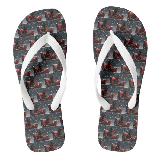 Dobermann Kerstfeest Teenslippers (Voetbed)