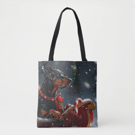 Dobermann Kerstfeest Tote Bag (Voorkant)