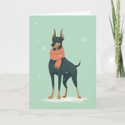 Dobermann Kerstgroet Kaart (Voorkant)