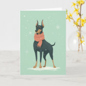 Dobermann Kerstgroet Kaart (Gele Bloem)
