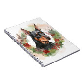 Dobermann Kerstkrans Festieve Pup Notitieboek (Rechterzijde)