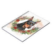 Dobermann Kerstkrans Festieve Pup Notitieboek (Linkerzijde)