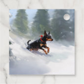 Dobermann Kerstmis sneeuw winter Bedankjes Labels (Achterkant)