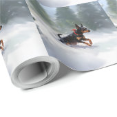 Dobermann Kerstmis sneeuw winter Cadeaupapier (Rol Hoek)