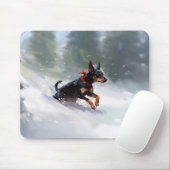 Dobermann Kerstmis sneeuw winter Muismat (Met muis)