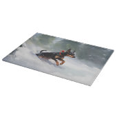 Dobermann Kerstmis sneeuw winter Snijplank (Hoek)