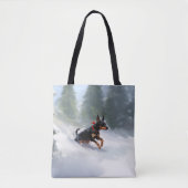 Dobermann Kerstmis sneeuw winter Tote Bag (Voorkant)