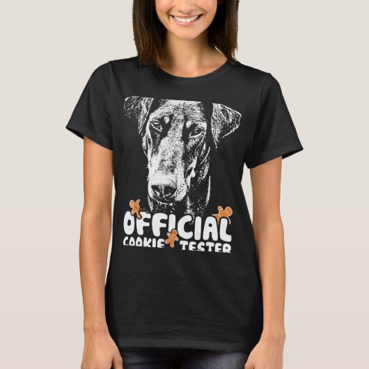 Dobermann Kookje Tester Kerstmis T-shirt (Voorkant)