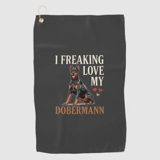 Dobermann Liefhebber Hondenliefhebber Golfhanddoek (Voorkant)