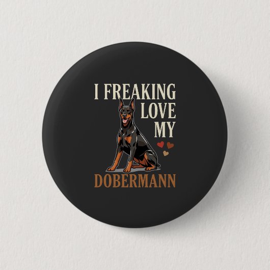 Dobermann Liefhebber Hondenliefhebber Ronde Button 5,7 Cm (Voorkant)