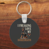 Dobermann Liefhebber Hondenliefhebber Sleutelhanger (Voorkant)