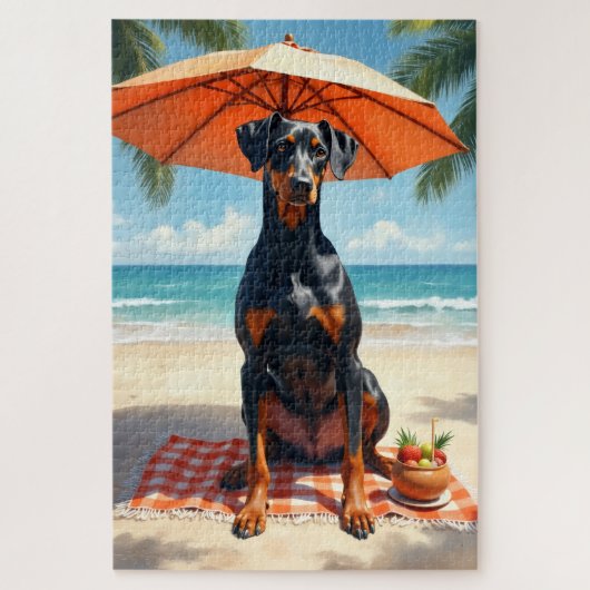 Dobermann Luxe Strand Scene Legpuzzel (Verticaal)
