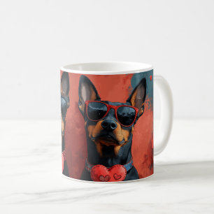 Dobermann Met Hart Rozen Valentijnsdag Koffiemok
