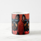 Dobermann Met Hart Rozen Valentijnsdag Koffiemok (Center)