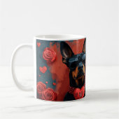 Dobermann Met Hart Rozen Valentijnsdag Koffiemok (Links)