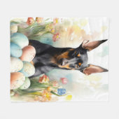 Dobermann met Paaseieren Fleece Deken (Voorkant (Horizontaal))