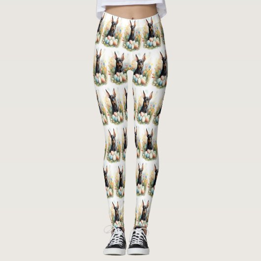 Dobermann met Paaseieren Leggings (Voorkant)