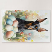 Dobermann met Pasen Eieren Legpuzzel (Horizontaal)