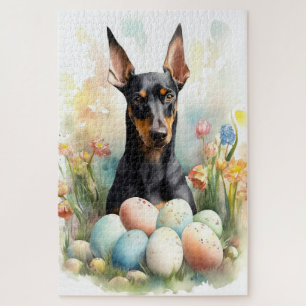 Dobermann met Pasen Eieren Legpuzzel