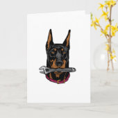 Dobermann met sleutel kaart (Gele Bloem)