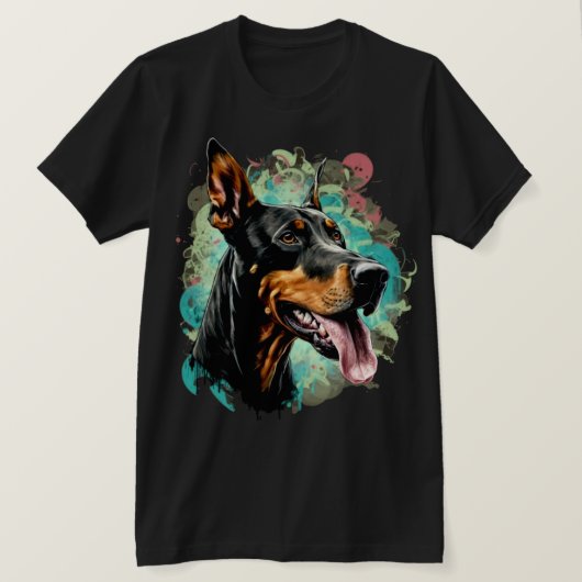 Dobermann met uitgestoken tong t-shirt (Design voorkant)