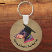 Dobermann Mijn Hond Is Slimmer Dan Jouw Hond Grapp Sleutelhanger (Achterkant)