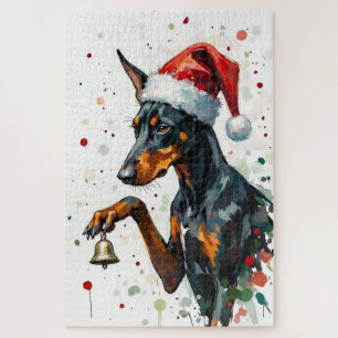 Dobermann Minimalistische Kerstbel Evenwichtige Ho Legpuzzel