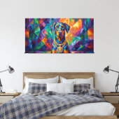 Dobermann mit Goldkette Pop Art Portrait Canvas Afdruk (Insitu (Slaapkamer))