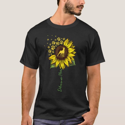 Dobermann-moeder Zonnebloem Dobermann Pinscher Cad T-shirt (Voorkant)