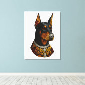 Dobermann Mozaïek Luxe Edelsteen Canvas Afdruk (Insitu (Houten vloer))