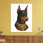 Dobermann Mozaïek Luxe Edelsteen Canvas Afdruk (Insitu (Woonkamer))