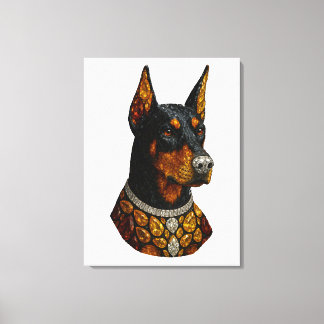 Dobermann Mozaïek Luxe Edelsteen  Canvas Afdruk