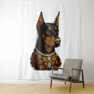 Dobermann Mozaïek Luxe Kunst van Edelstenen Wandkleed