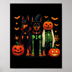 Dobermann Mummie Geest Heks Grappig Hond Kostuum Poster