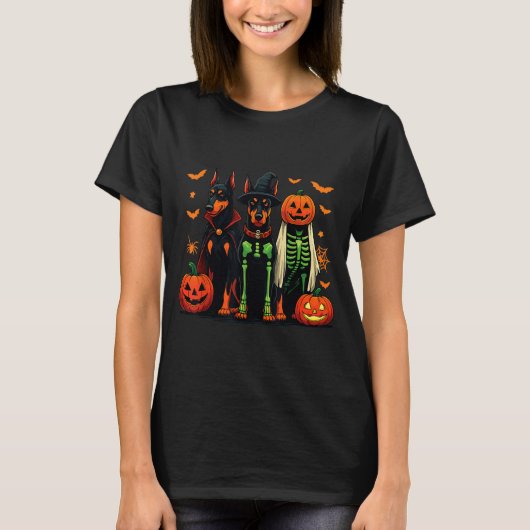 Dobermann Mummie Geest Heks Grappig Hond Kostuum T-shirt (Voorkant)