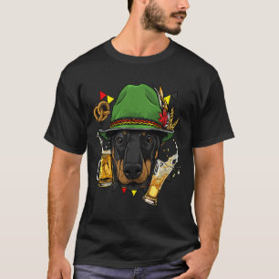 Dobermann Oktoberfest Dog Lederhosen German Beer F T-shirt
