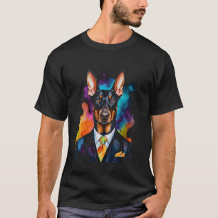 Dobermann Pak Hond Kleurrijk Grappig Dieren Kunstp T-shirt