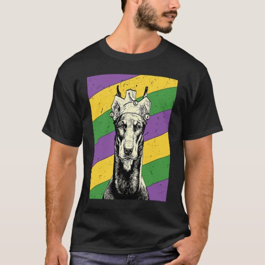 Dobermann Pincher Grappenmaker  Mardi Gras Hond Mo T-shirt (Voorkant)
