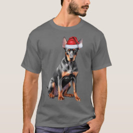 Dobermann Pincher Grappig Kersthuisdier Kerst T-shirt