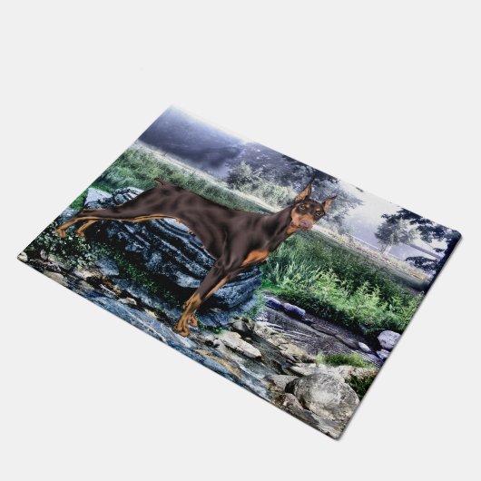 Dobermann Pincher Hond Deurmat (Schuin)