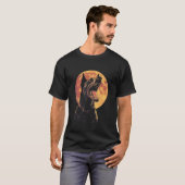 Dobermann Pincher Hond Volle Maan T-shirt (Voorkant volledig)