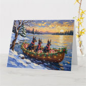 Dobermann Pincher Kerstboot Vakantie Kaart (Gele Bloem)