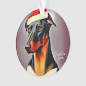 Dobermann Pincher, Kerstman Hond, Kerst Ornament (voorkant)