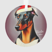 Dobermann Pincher, Kerstman Hond, Kerstmis Ornament (achterkant)