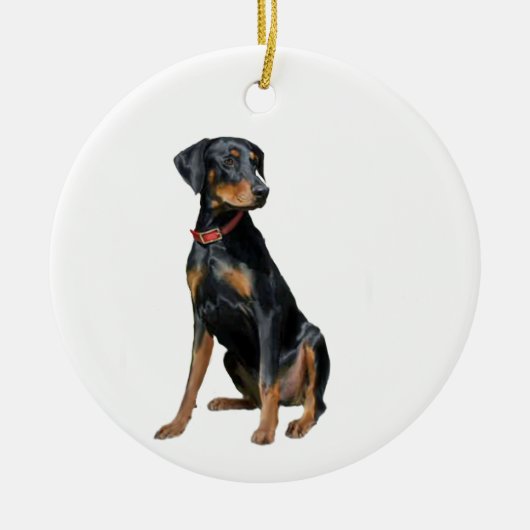 Dobermann Pincher (natuurlijk) Keramisch Ornament (Voorkant)